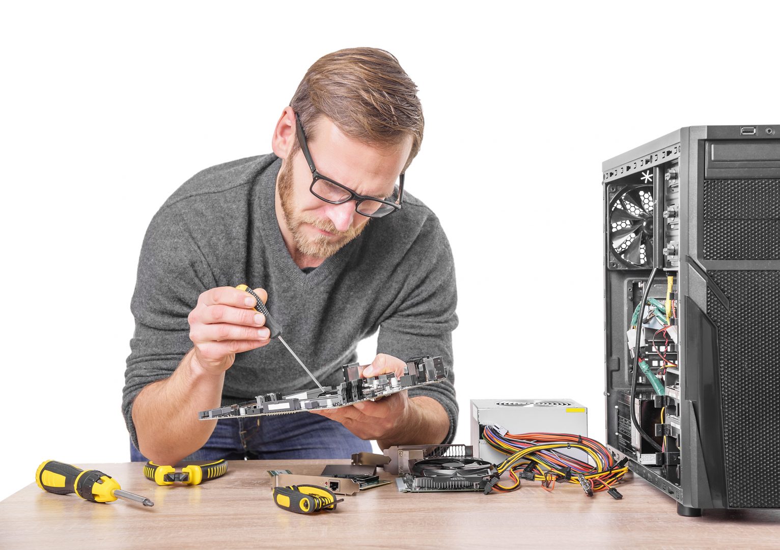 Technician Repairing PC