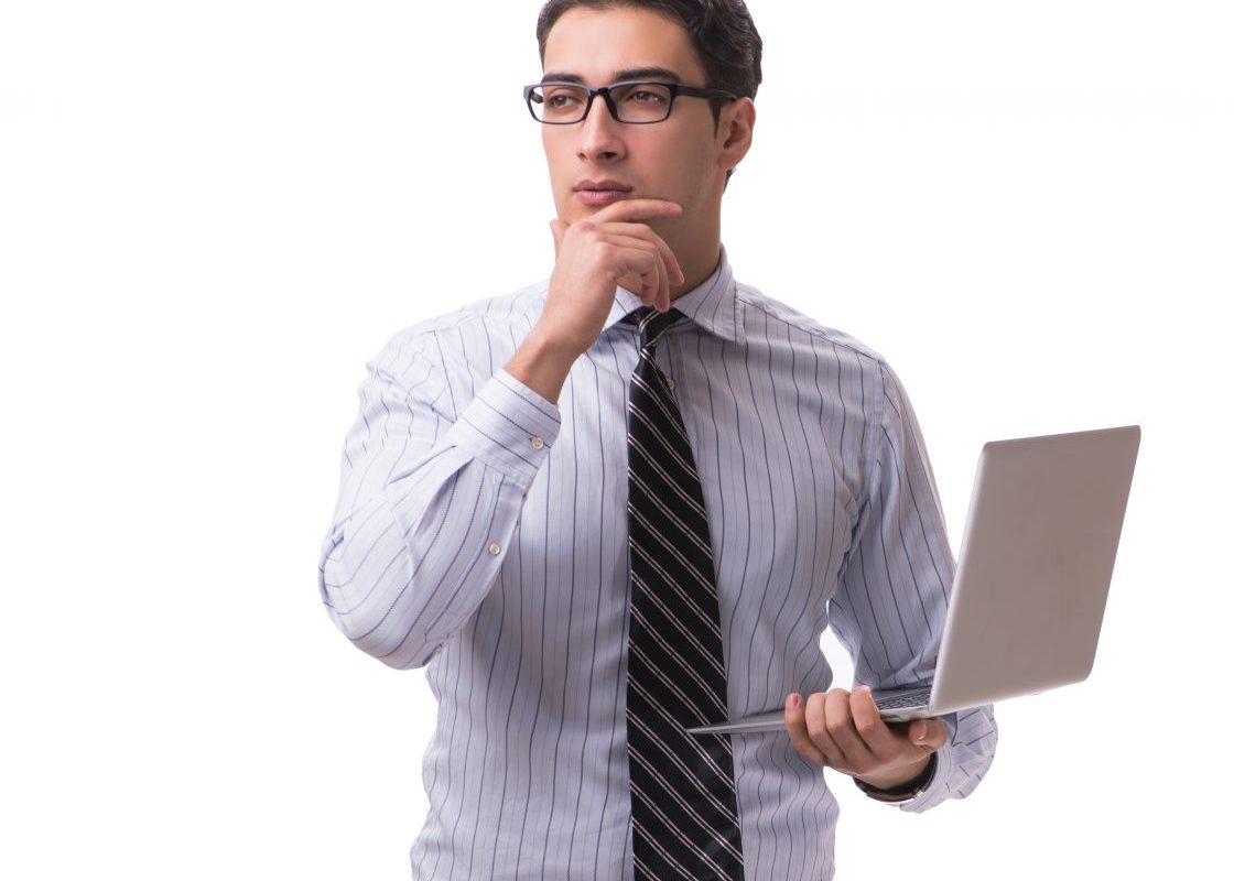 man considering hiring computer repair company