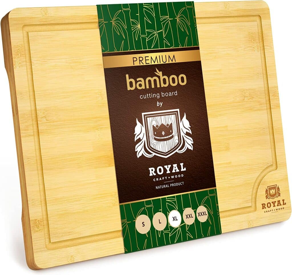 Extra Large Organic Bamboo Cutting Board with Juice Groove - Best Kitchen Appliances for Christmas Gifts