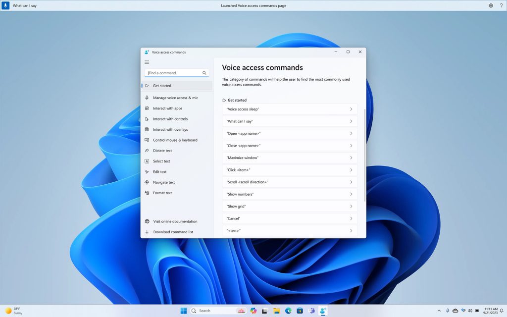 Windows 11 Voice Access