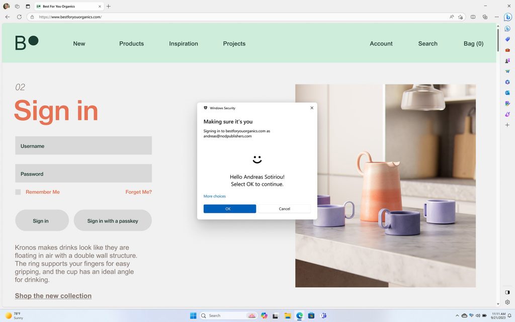 Windows 11 with Passkeys