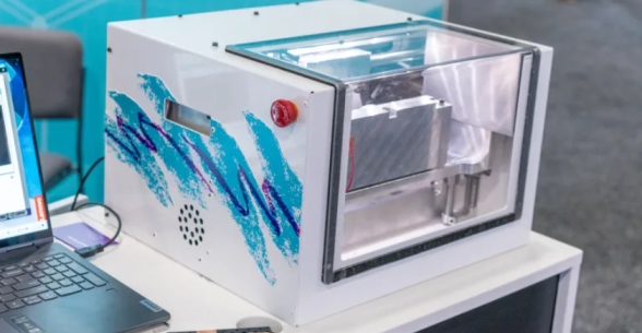 A CNC mill with a retro '90s aesthetic
